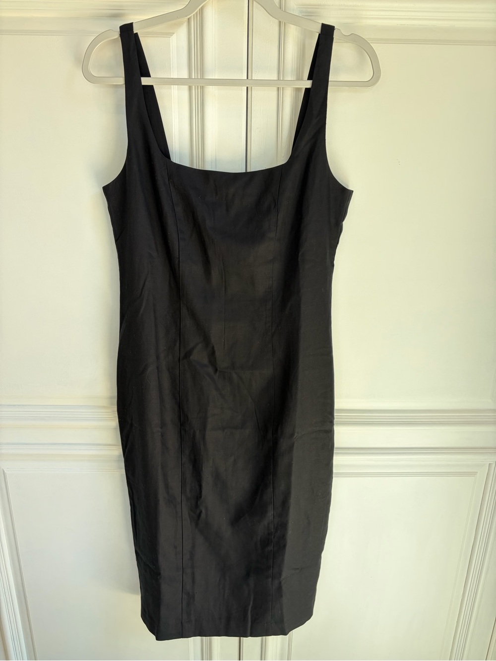 Ann Taylor Black Square-Neck Midi Sheath Dress